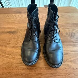 Vince Leather Lace-Up Boots (Black)